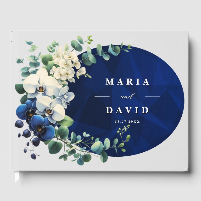 Livro de Registro de Casamento Floral Azul Marinho (Frente)