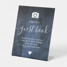 Livro de Registro de Fotos Rústico Azul Boho de Ma