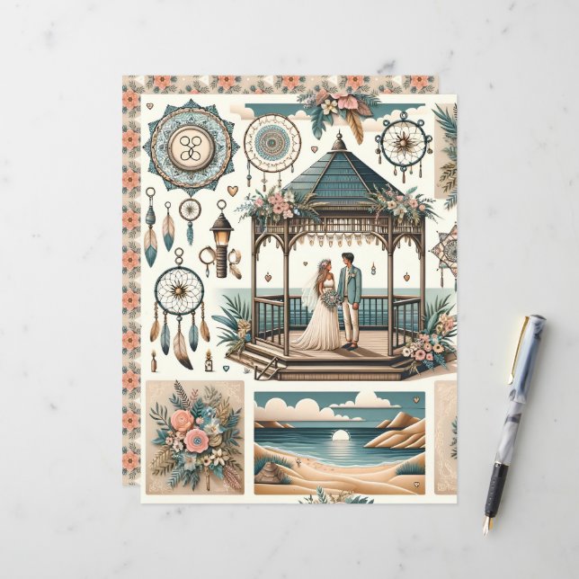 Livro de Scrapbook Boho Beach (Frente/Verso In Situ)