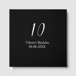 Livro De Visitas 10th birthday white black name date calligraphy 