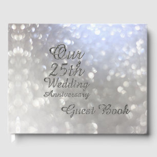 Livro De Visitas 25o Tipografia de Bokeh da prata do aniversário d