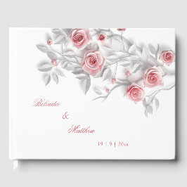 Livro De Visitas 3D Pink Gray Roses | Wedding