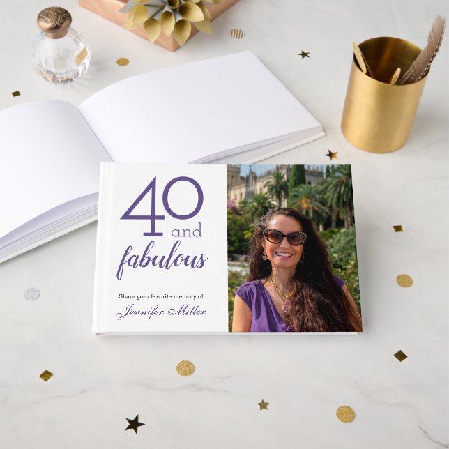 Livro De Visitas 40 e Fabuloso aniversário de 40 anos de Foto e Nom (Frente aberta)