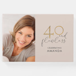 Livro De Visitas 40 Foto rosa e aniversário de 40 anos Dourada sem