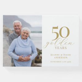 Livro De Visitas 50º aniversário de casamento Elegante 50 anos Ouro