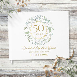 Livro De Visitas 50º aniversário do Ouro Greenery Garland