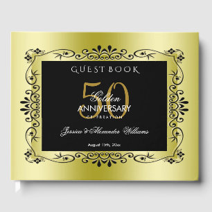 Livro De Visitas 50th casamento quadro decorativo Dourado romântic