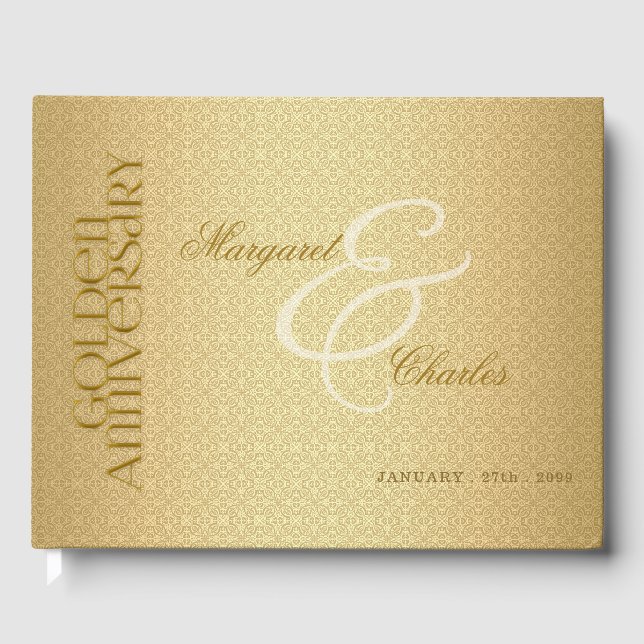 Livro De Visitas 50th Foto do damasco do aniversário de casamento (Frente)