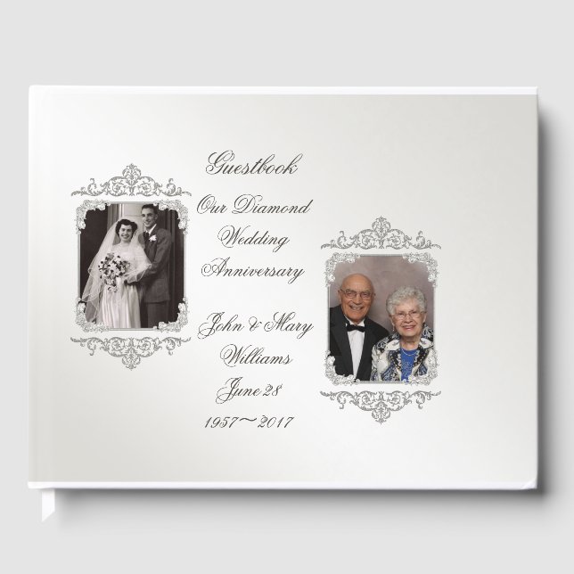 Livro De Visitas 60º Diamond Wedding Anniversário Foto Guestbook (Frente)