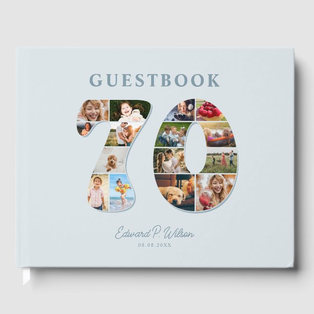 Livro De Visitas 70 Birthday Photo Collage Milestone Guestbook (Frente)
