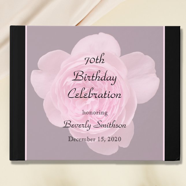 Livro De Visitas 70 Birthday Pink Rose Guest Book (Criador carregado)