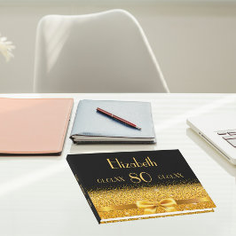 Livro De Visitas 80 aniversário arco de ouro negro clássico elegant