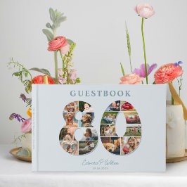 Livro De Visitas 80 Birthday Photo Collage Milestone Guestbook