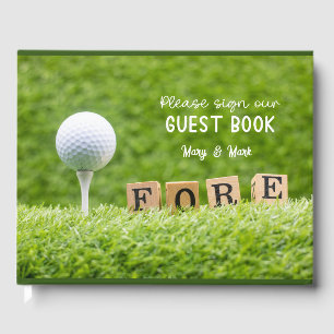 Livro De Visitas A bola de golfe está na grama verde com a palavra 