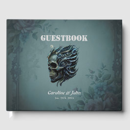 Livro De Visitas A Chama da Vida: Um Design de Caveira.