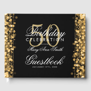 Livro De Visitas A festa de aniversário do Guestbook 50th Sparkles
