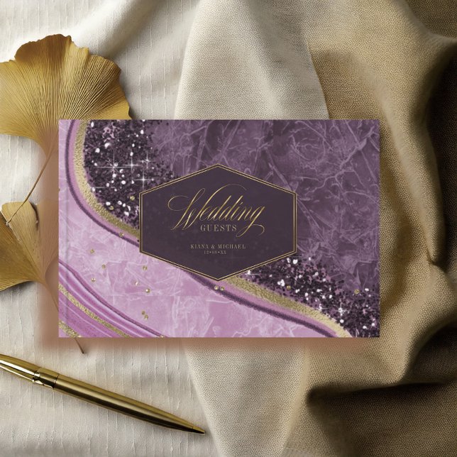 Livro De Visitas Abstrato Agate Wedding Mauve ID827 (Criador carregado)