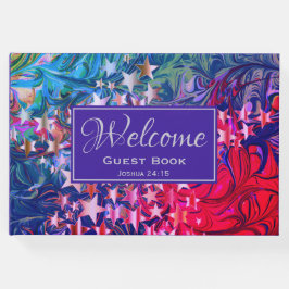 Livro De Visitas ABSTRATO de inverno Roxo | Estrelas de Natal | BEM