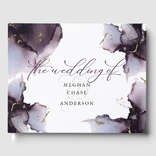 Livro De Visitas Abstrato Dusty Heather Ametyst Geode Guest Book (Frente)