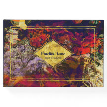 Abstrato Vermelho Roxo Elegante com Acentos Dourad