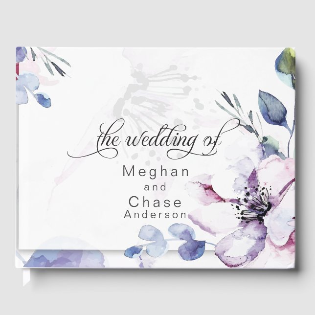 Livro De Visitas Abstrato Watercolor Apple Blossoms (Frente)