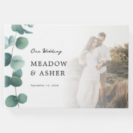Livro De Visitas Adelaide Wedding Watercolor Eucalyptus e Foto