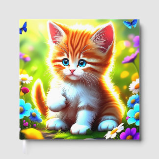 Livro De Visitas Adorable Tabby Kitten in a Floral Wonderland Art P