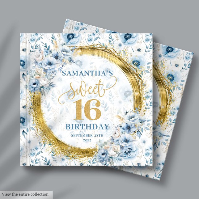 Livro De Visitas Adorável Pastel Blue Sweet 16 Guest Book Glitte Do (Lovely Pastel Blue Sweet 16 Guest Book Gold Glitter)