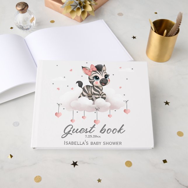 Livro De Visitas Adorável pequena zebra fêmea (Frente aberta)