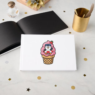 Livro De Visitas Adorável Pinguim Kawaii Cone de Sorvete Verão BSti