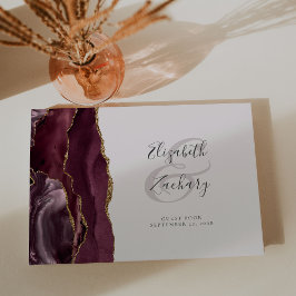 Livro De Visitas Ágata Burgundy Moderna Dourado Script Rosa Choque