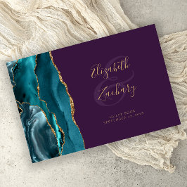 Livro De Visitas Ágata Teal Moderno Dourado Roscas Roxas