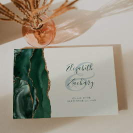 Livro De Visitas Ágata Verde Esmeralda Moderna Dourado Script Marfi