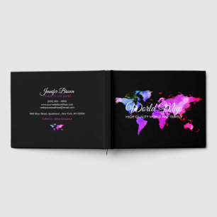 Livro De Visitas Agente de Viagem Mapa Viagem Globo Black Pink