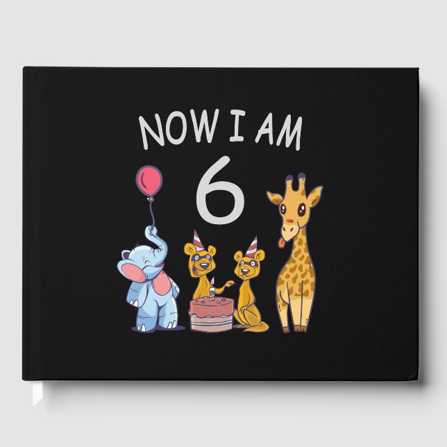 Livro De Visitas Agora tenho 6 anos de 6 de aniversário no Zoo (Frente)