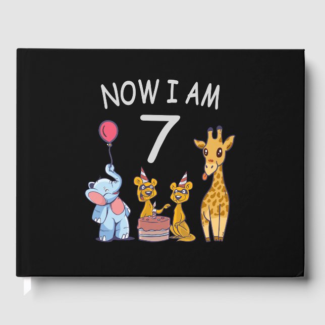 Livro De Visitas Agora tenho 7 anos de 7 de aniversário no Zoo (Frente)