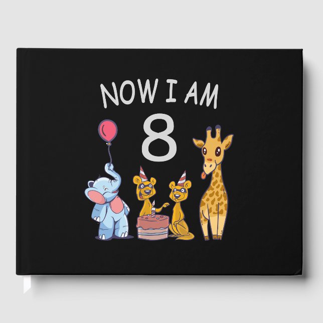 Livro De Visitas Agora tenho 8 anos e oitavo aniversário no Zoo (Frente)