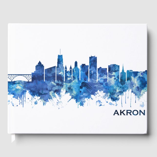 Livro De Visitas Akron Ohio Skyline Blue (Frente)