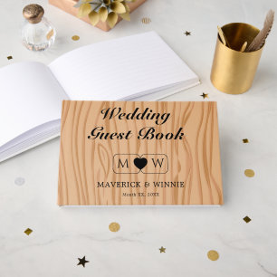 Livro De Visitas Álbum de Memórias de Casamento com Padrão de Madei