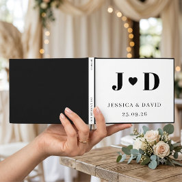 Livro De Visitas Álbum de Monograma de Casamento Minimalista para C