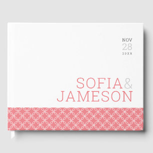 Livro De Visitas Álbum especial simples moderno cor rosa coral