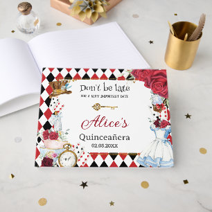 Livro De Visitas Alice no País das Maravilhas Quinceanera Aniversár