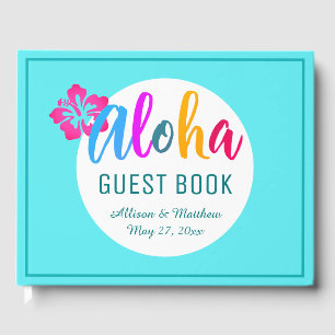 Livro De Visitas Aloha hibiscus cor-de-rosa brilhante tropical de