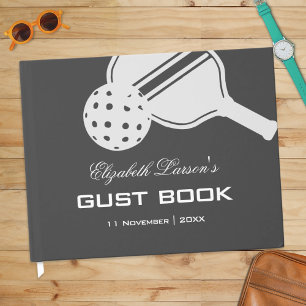 Livro De Visitas Amantes de Pickleball Chá de Noiva Preto e Branco