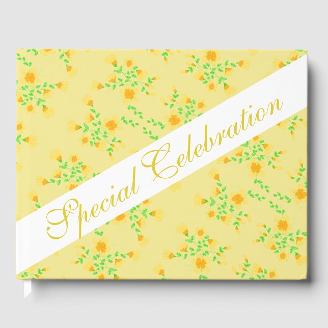 Livro De Visitas Amarelo com Floral (Frente)