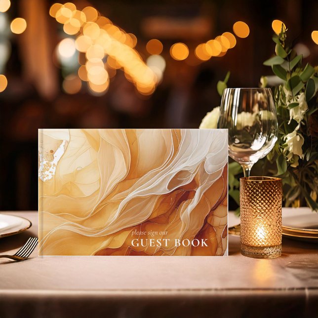 Livro De Visitas Amber Brandy Abstrato Ink Wedding ID1089 (Criador carregado)