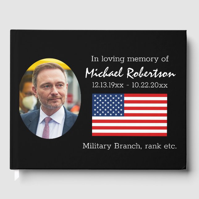 Livro De Visitas American Flag Veteran Memorial Guest Book (Frente)