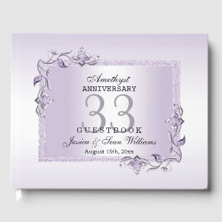 Livro De Visitas Ametyst Gem & Glitter 33º aniversário de casamento