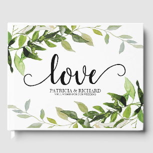 Livro De Visitas Amor de Casamento com Vegetação Elegante