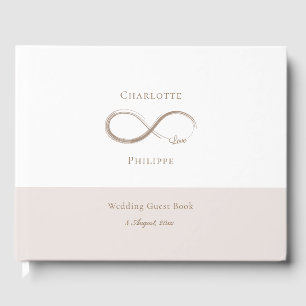 Livro De Visitas Amor Infinito Noiva Rosa Branco Casamento Minimali